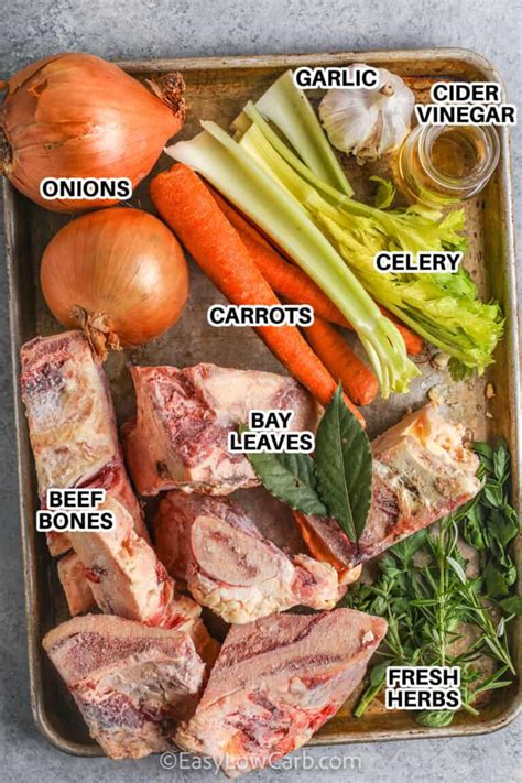 Photo of beef bones and vegetables for making broth