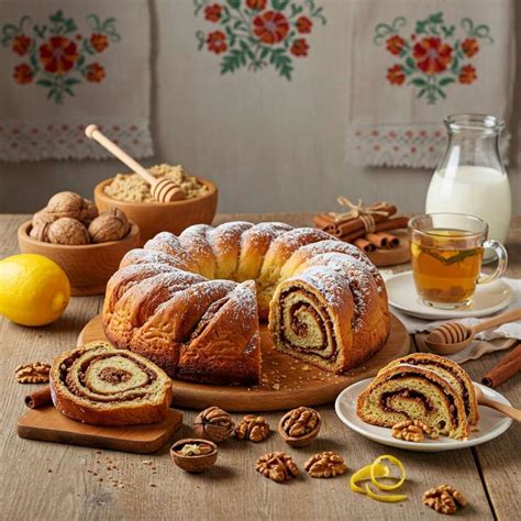 Infografika: Prikaz sestavin za tradicionalno slovensko potico (moka, mleko, kvas, jajca, orehi)