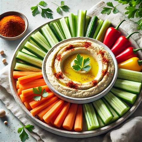 Različni namazi (humus, pesa, korenje) postreženi z zelenjavnimi palčkami in polnozrnatimi krekerji