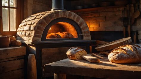 Historical tools for baking bread in a traditional oven