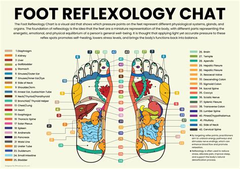 Infographic showing reflexology points on feet and their connection to organs