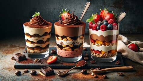 Infografika, ki prikazuje sestavne dele (plastenje) sladice v kozarcu.