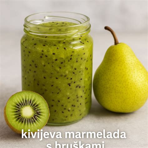 Slika napolnjenih kozarcev s kivijevo marmelado.