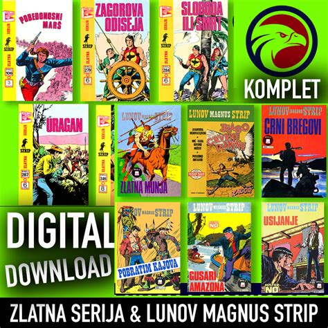 Naslovnice stripov Lunov Magnus Strip in Zlatna Serija z motivi Divjega zahoda.