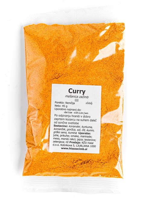 Vizualna predstavitev različnih vrst curry praškov in začimb