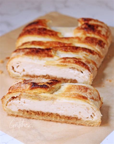 Thematic photo of a savory strudel with cheese filling