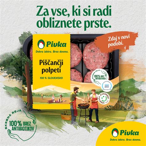 Ilustracija svežega piščančjega mesa z logotipom Pivka