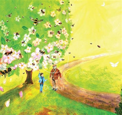 ilustracija pande pod cvetočim češnjevim drevesom