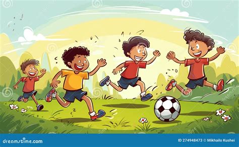 Ilustracija, ki prikazuje otroke, ki se igrajo s prijatelji v naravi.