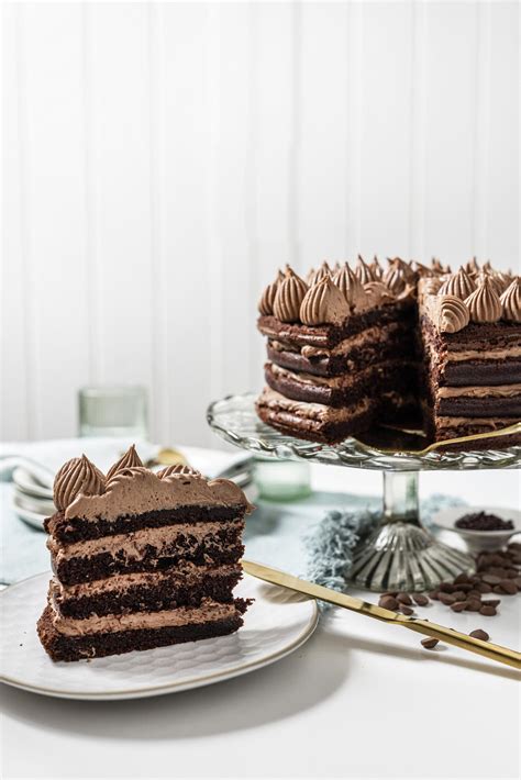Tematska fotografija bogate lesnikove torte z različnimi plastmi