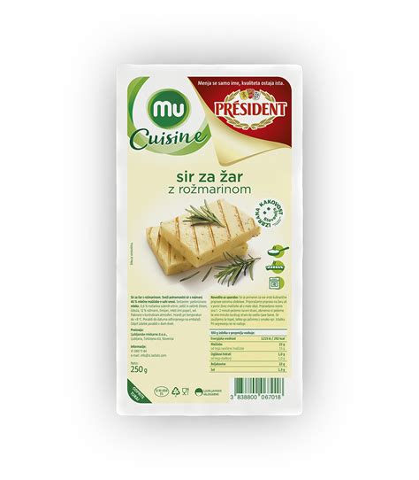 fotografija pakiranja Milfina sira za žar 250g na leseni deski s svežimi zelišči