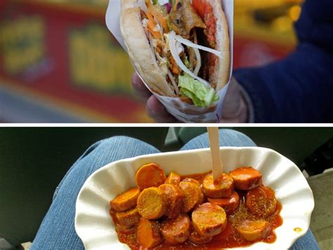 Fotografija različnih jedi hitre prehrane, vključno z burgerjem, hot dogom in pomfritom.