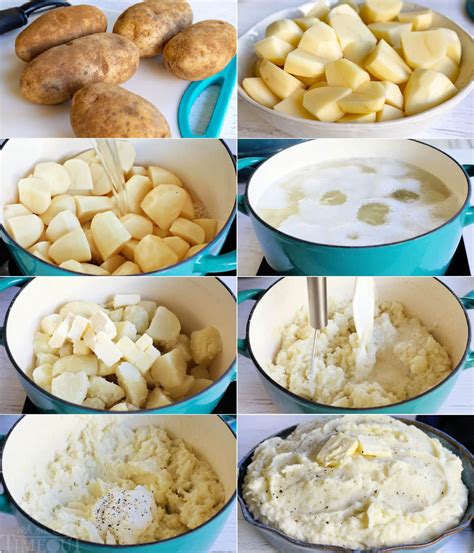 Infographic: Steps for cooking and mashing potatoes for dough