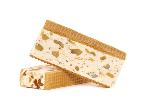 Photo of nougat slices covered in wafers