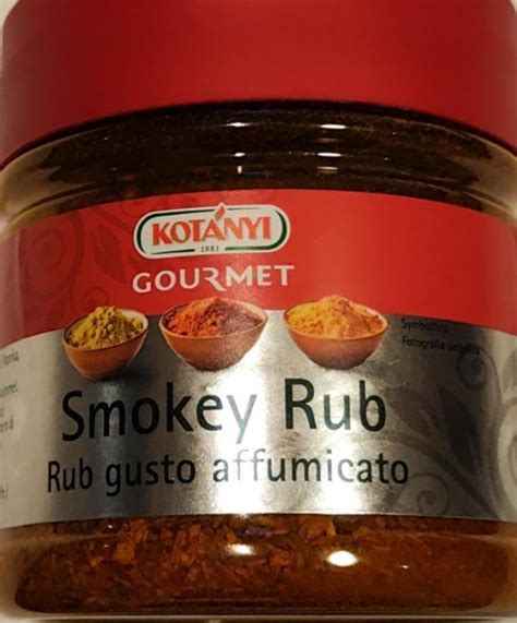 Fotografija začimbne mešanice Kotányi Smokey Rub in njenih sestavin