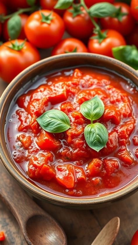 Classic simple tomato sauce with basil and olive oil.