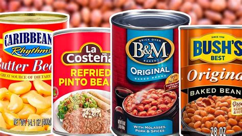 Thematic photo of various types of canned beans on a kitchen counter
