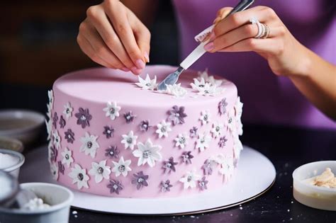 Thematic photo of a cake being decorated