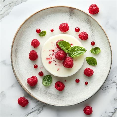 Slika kokosove panna cotte z malinami