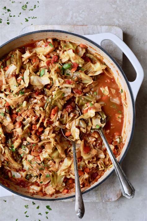 Thematic photo of stewed cabbage with noodles