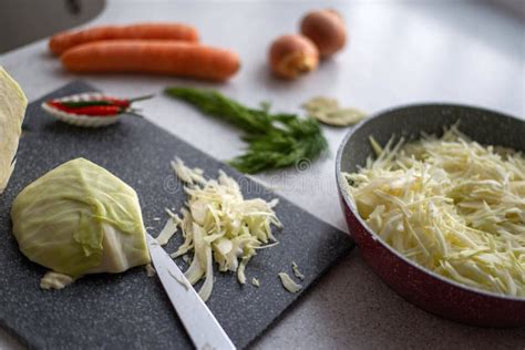 Photo of ingredients for stewed cabbage