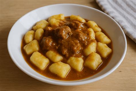 fotografija idrijskih žlikrofov z omako bakalca