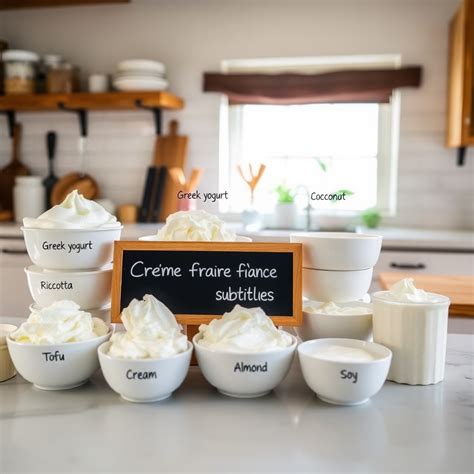 Različni veganski nadomestki creme fraiche (npr. iz ovsa, soje, kokosa)