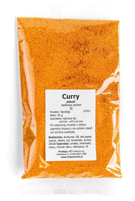 Ilustracija različnih začimb za curry