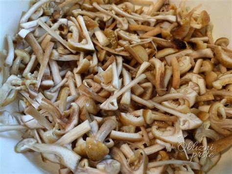 Narezane sveže gobe, pripravljene za dodajanje v enolončnico.