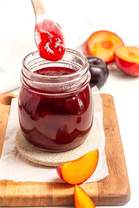 Photo of plum jam in a jar