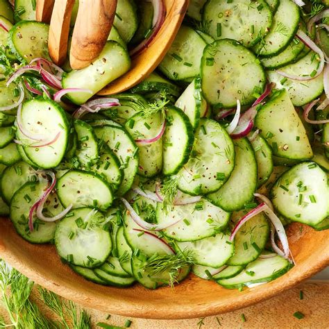 Thematic photo of fresh cucumber salad on a table