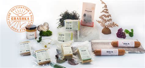 Kolaž veganskih in fermentiranih izdelkov znamke Grashka