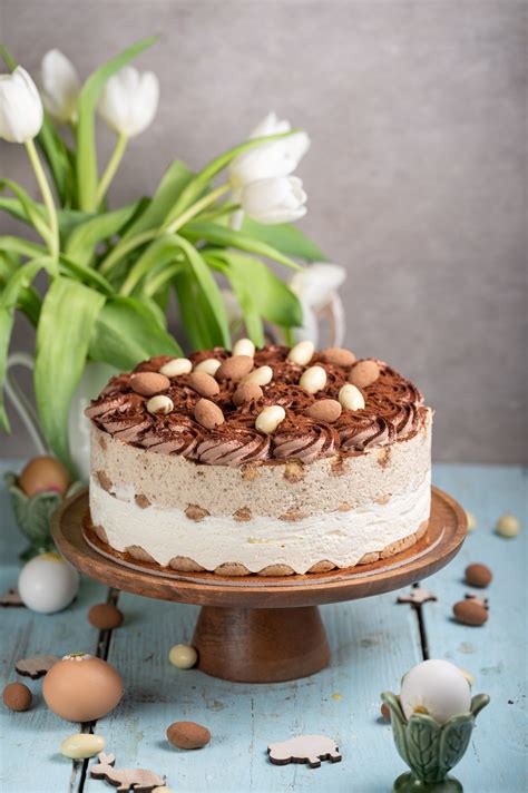 Tematska fotografija preproste čokoladne torte brez peke z baby piškoti