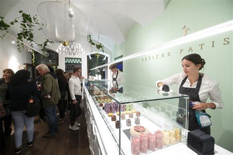 Interior and desserts of Fetiche Patisserie