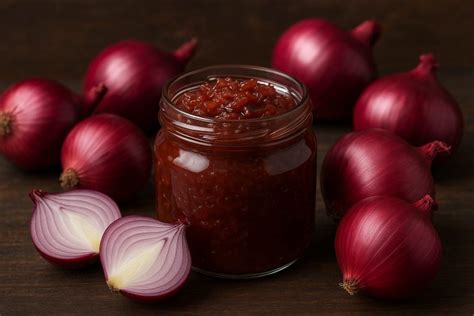 Prikaz čebulne marmelade v kozarcih