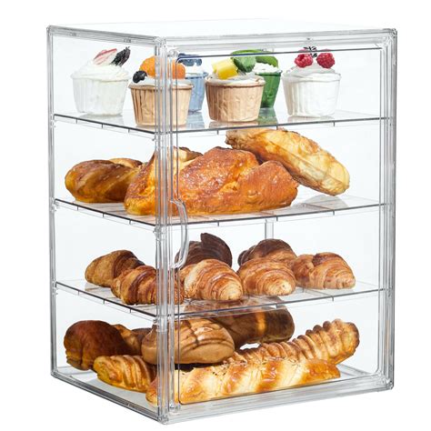 Thematic photo of a bakery display case with bread and pastries