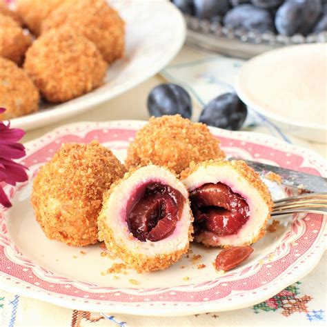Photo of various types of dumplings (plum, potato, bread).