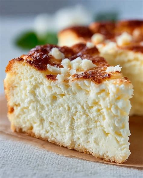 Thematic photo of a piece of cottage cheese cake with a golden crust and a soft filling