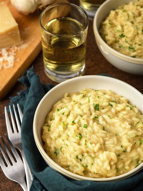 Close-up photo of risotto with kale and Parmesan