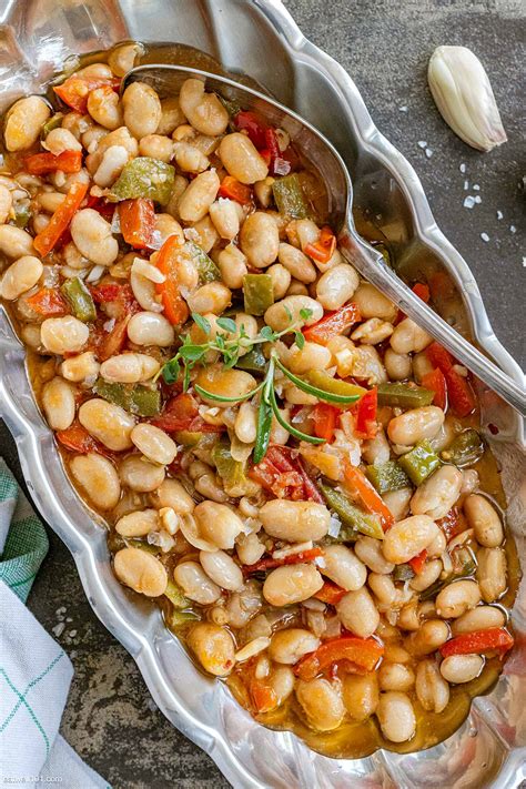 Thematic photo of a side dish with beans and vegetables