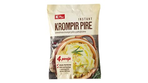 Tabela s priporočenimi razmerji za pripravo instant pire krompirja