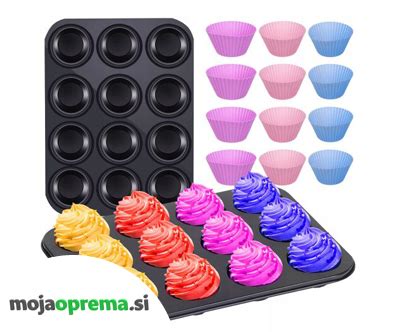 Tematska fotografija silikonskih modelov za mafine z različnimi vrstami mafinov