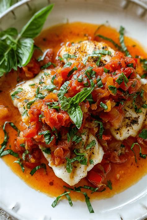 The final dish of pan-fried chicken fillets in a rich tomato sauce, garnished with fresh basil