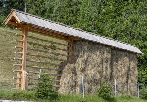 Photo of a traditional Slovenian hayrack (kozolec)