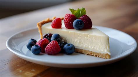 Thematic photo of a slice of cheesecake with berries