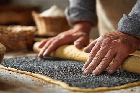 Ilustracija zvitka strudlja, ki prikazuje tanko testo in nadev