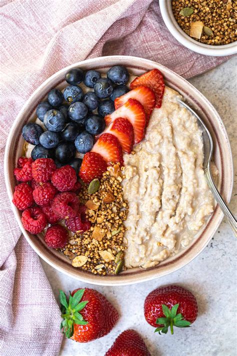 Thematic photo of millet grains and millet porridge with fruit