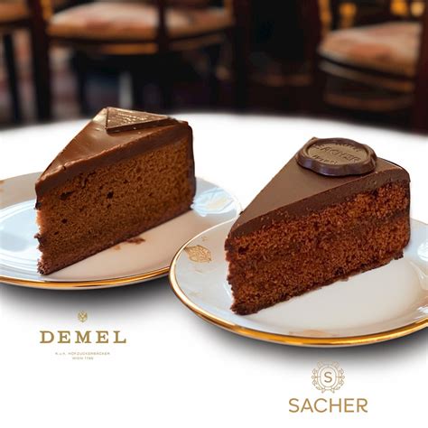 Infografika: razlika med torto hotela Sacher in slaščičarne Demel (število plasti marmelade, biskvit)