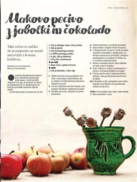 Infografika: koraki priprave peciva z jabolki in čokolado