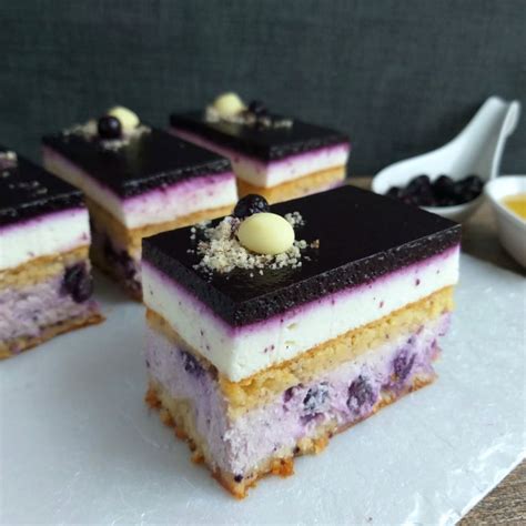 Shematski prikaz plasti borovničeve torte z grškim jogurtom